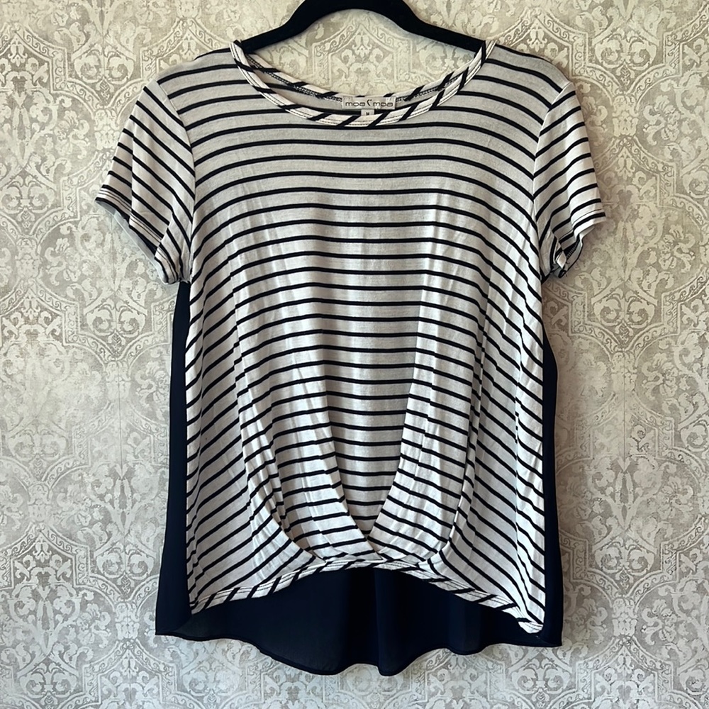 Moa Moa navy and white striped top, size M